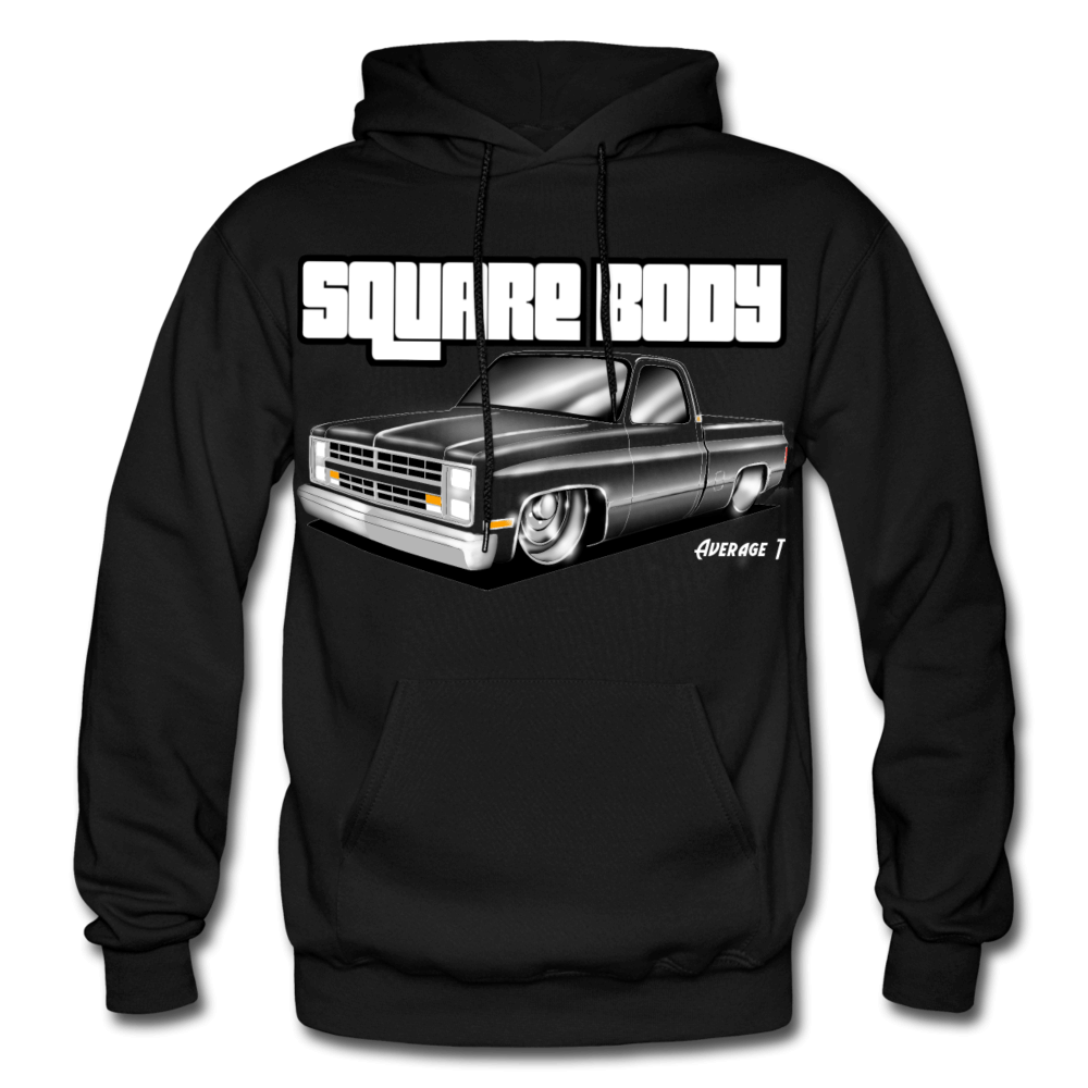Squarebody Black Hoodie - AverageTApparel-