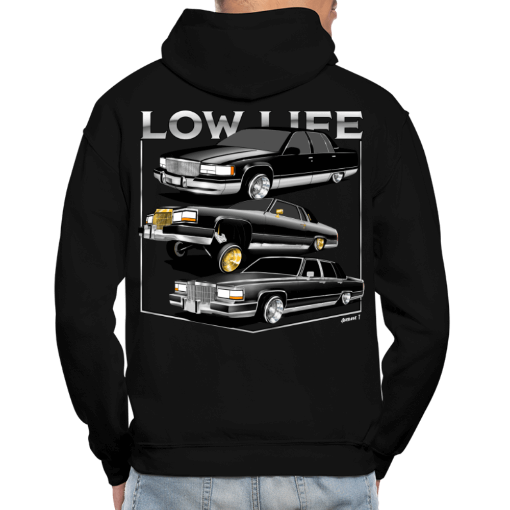 Low Life Cadillac Back Print  Hoodie - black