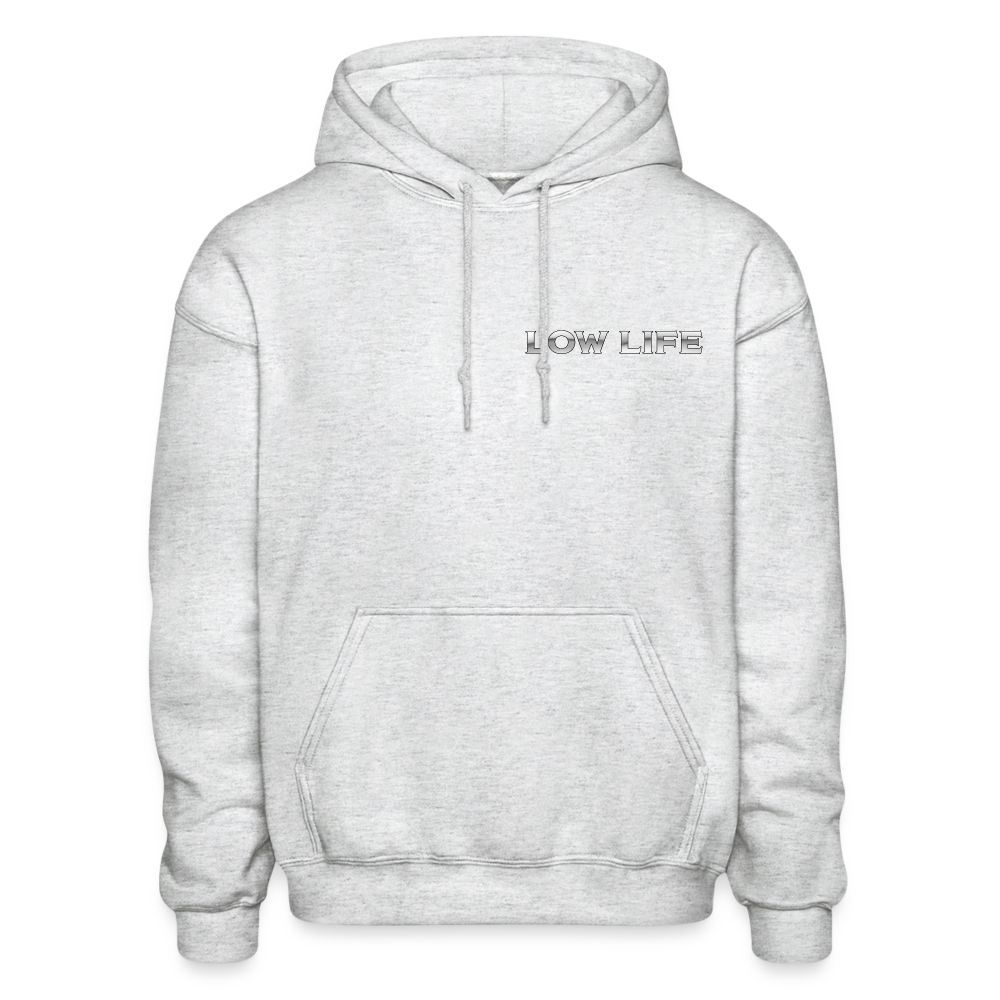 Low Life Cadillac Back Print  Hoodie - light heather gray