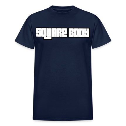 Square Body Letter Adult T-Shirt - navy