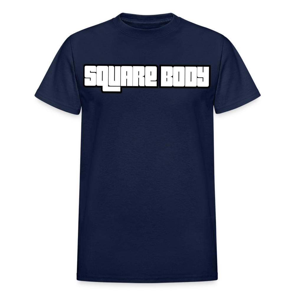 Square Body Letter Adult T-Shirt - navy