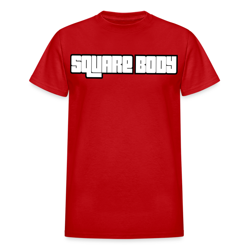 Square Body Letter Adult T-Shirt - red