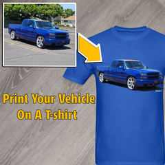 Custom uploaded vehicle t-shirt