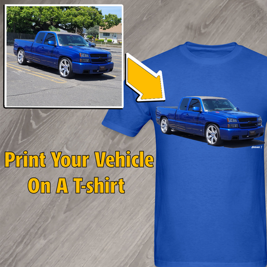 Custom uploaded vehicle t-shirt