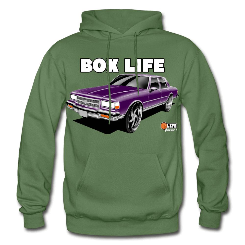 Box Chevy Life Purple Baldhead  Hoodie - military green