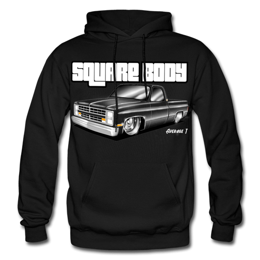 Squarebody Black Hoodie - AverageTApparel-
