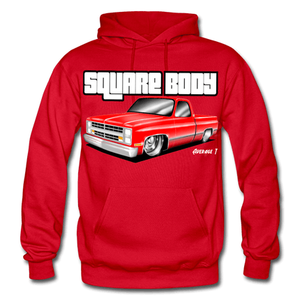 Square Body Red Hoodie - AverageTApparel-