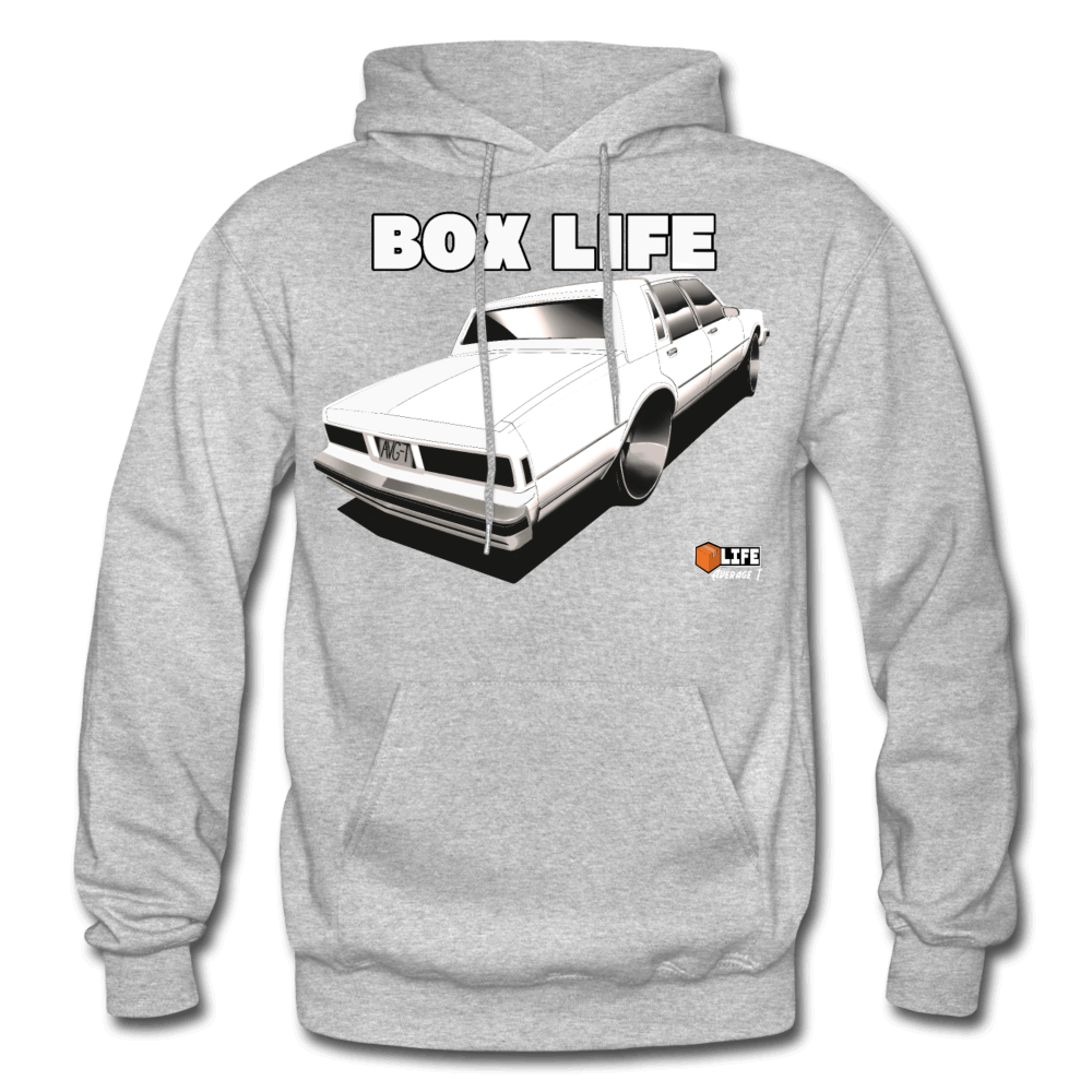 Box Chevy Life White LS Brougham Hoodie - heather gray