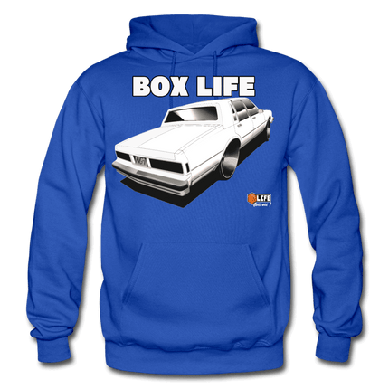 Box Chevy Life White LS Brougham Hoodie - royal blue
