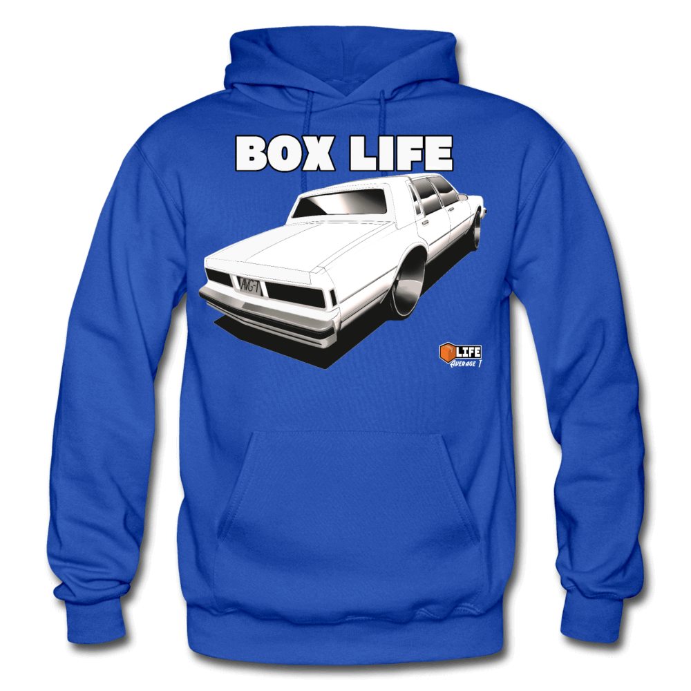 Box Chevy Life White LS Brougham Hoodie - royal blue