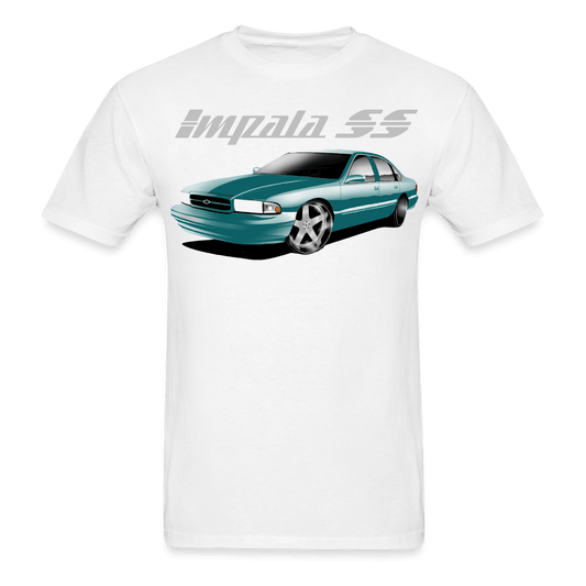 Chevy Impala SS Green with chrome wheels T-Shirt - AverageTApparel-