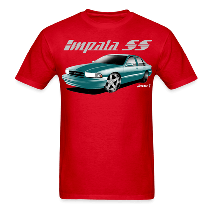Chevy Impala SS Green with chrome wheels T-Shirt - AverageTApparel-