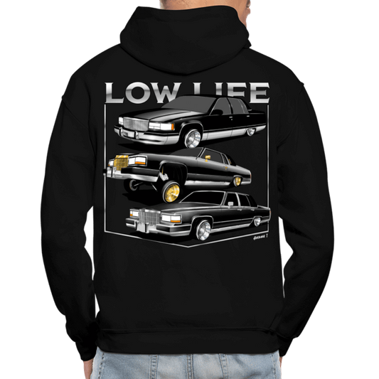 Low Life Cadillac Back Print  Hoodie - black