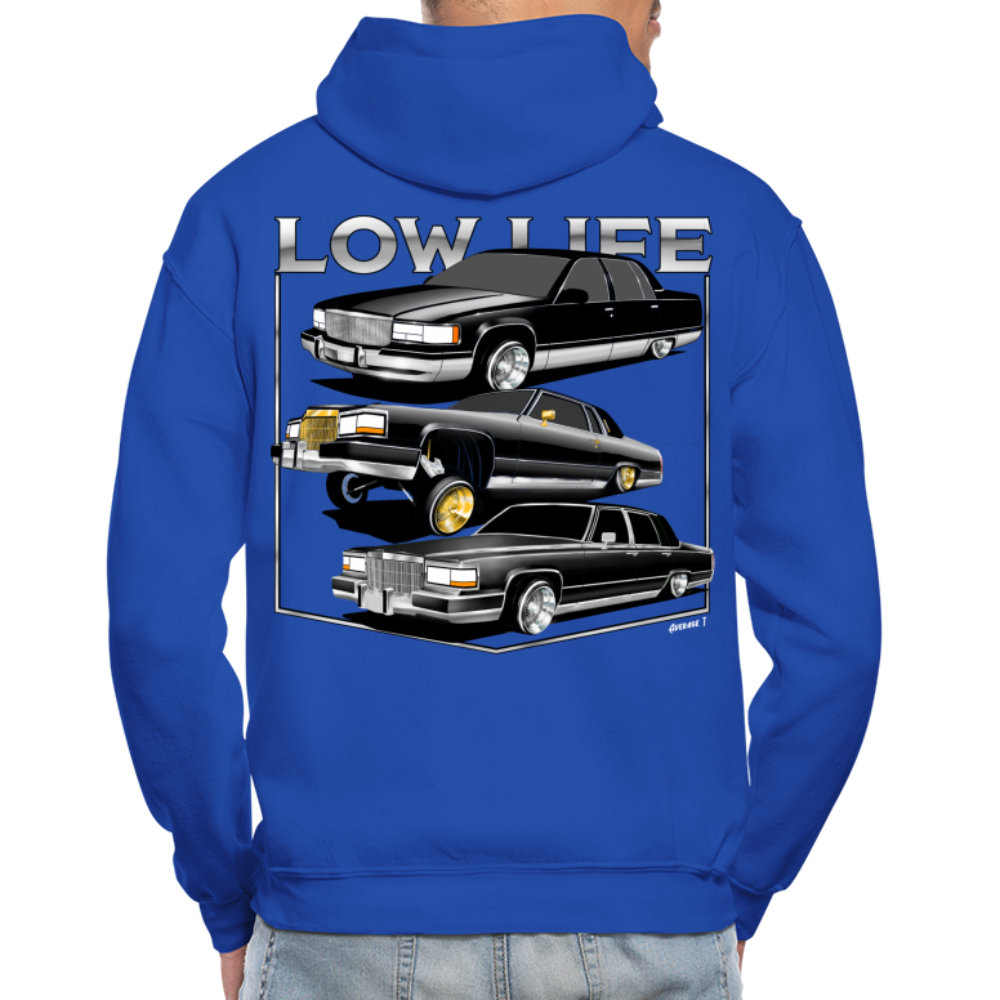 Low Life Cadillac Back Print  Hoodie - royal blue